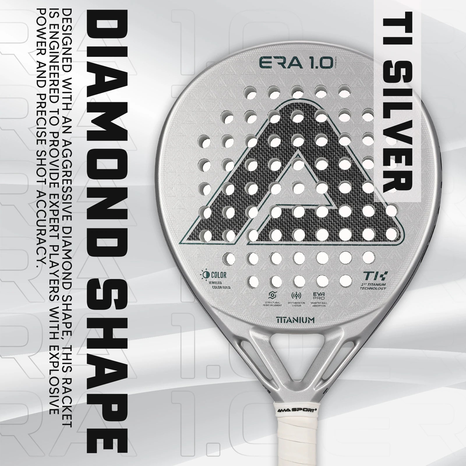 AMA Sport JP93-Ti Diamond Padel Racket – EVA Memory Core for Power & Control - Ravar