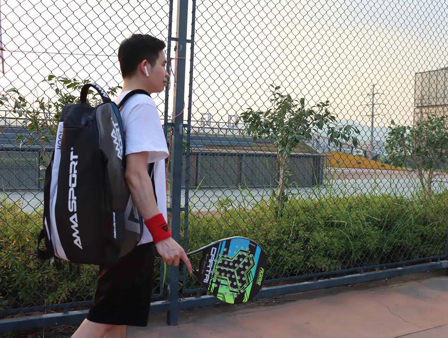 AMA Sport Waterproof Padel / Tennis Bag – Large 50L PU Backpack for Rackets & Gear - Ravar