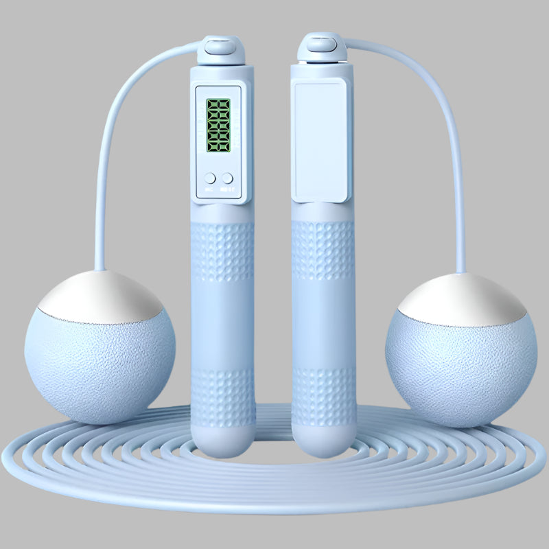 Cordless Weighted Jump Rope with Counter – Tangle-Free Fitness Skipping Rope (Blue) - Ravar