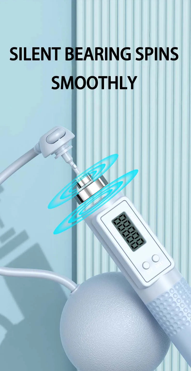 Cordless Weighted Jump Rope with Counter – Tangle-Free Fitness Skipping Rope (Blue) - Ravar