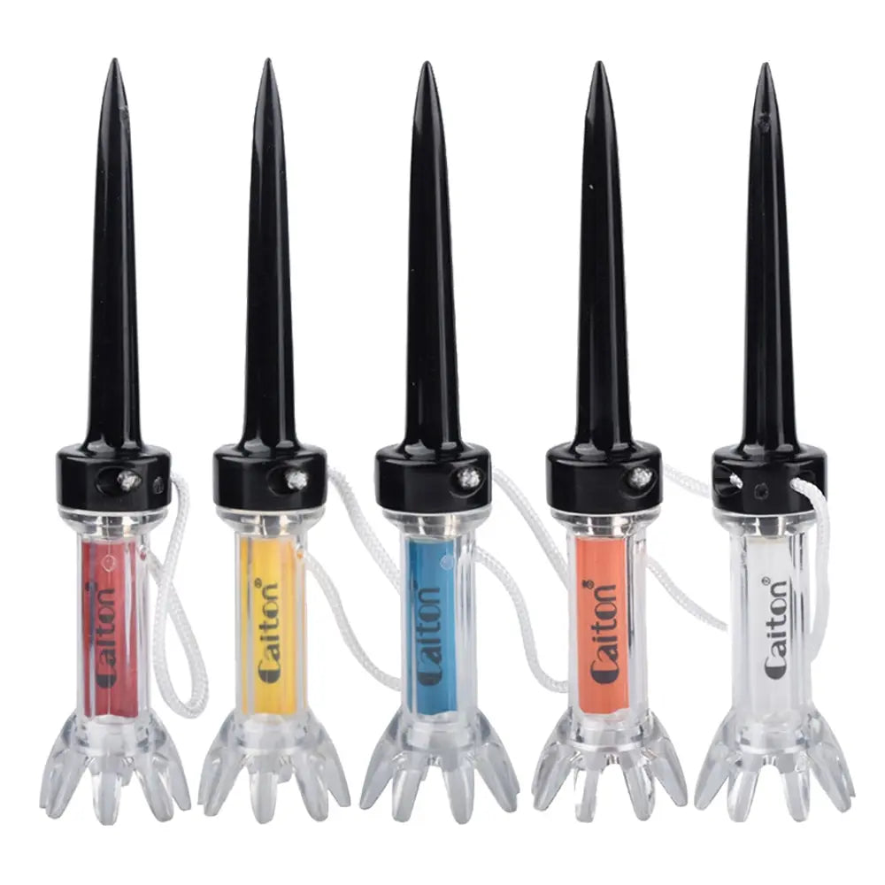 Caiton 5pcs Magnetic Golf Tee Set – 360° Impact Plastic Tees with Anti-Fly String for Training & Distance Improvement - Ravar