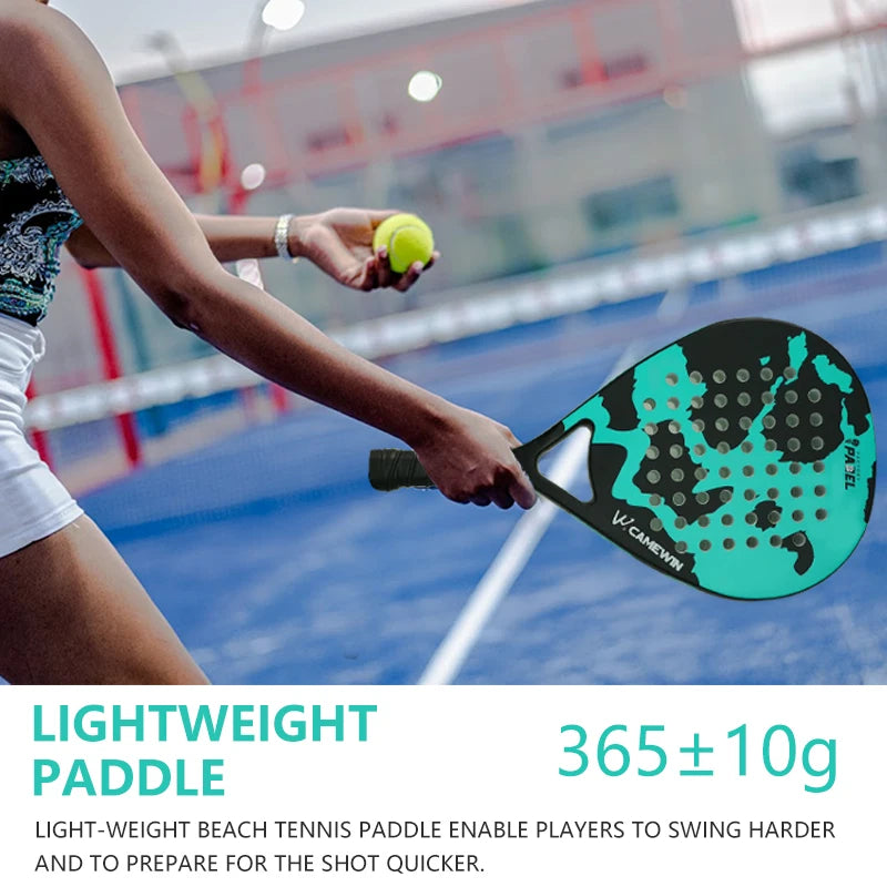 Camewin Carbon Fibre Padel Racket for Beginners – Lightweight Training Paddle with Green Design - Ravar