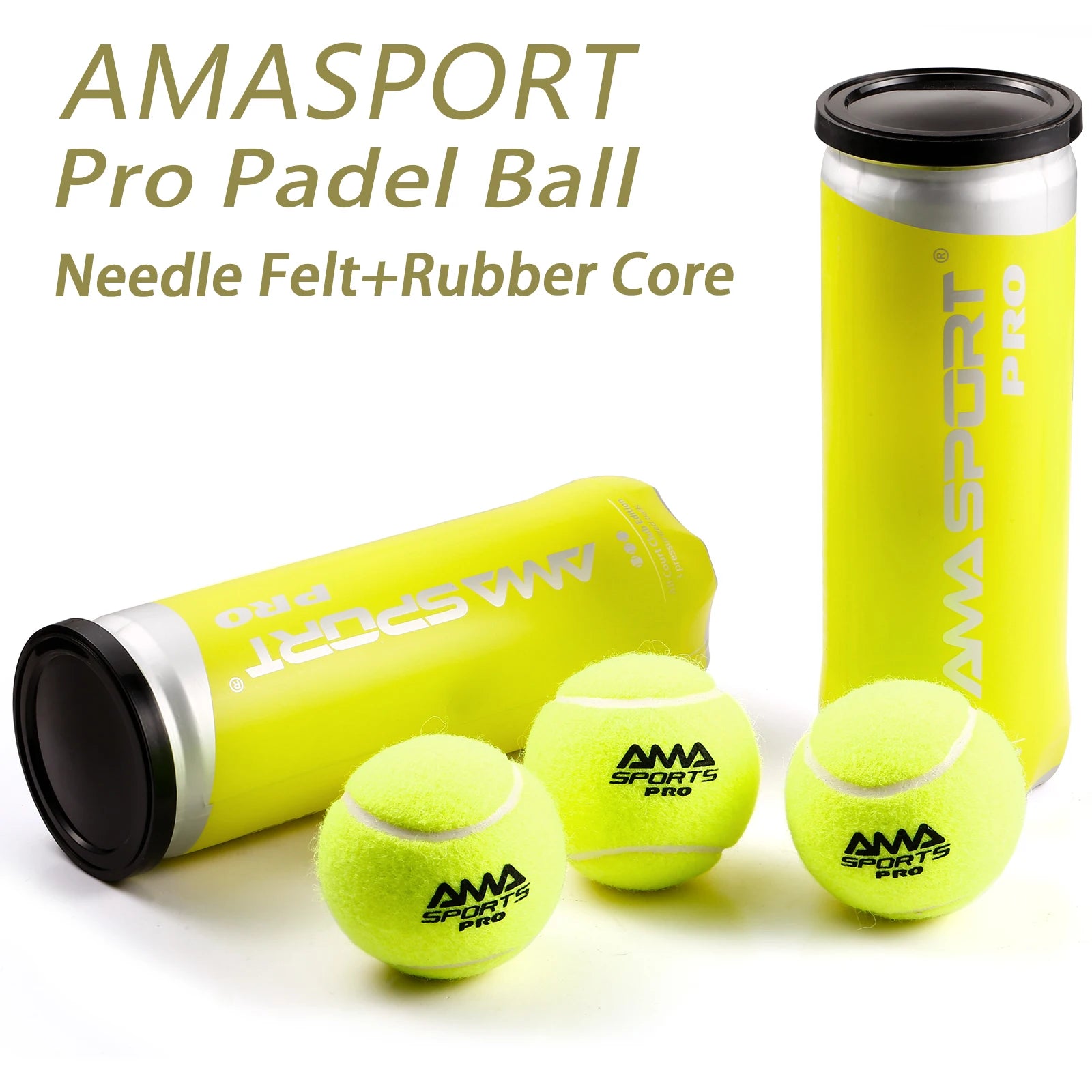 AMASPORT Padel Tennis Ball Packed in Pressurized Tubes Wool Needle Felt IPF Approval High Quality Balls Padel Accessories - Ravar