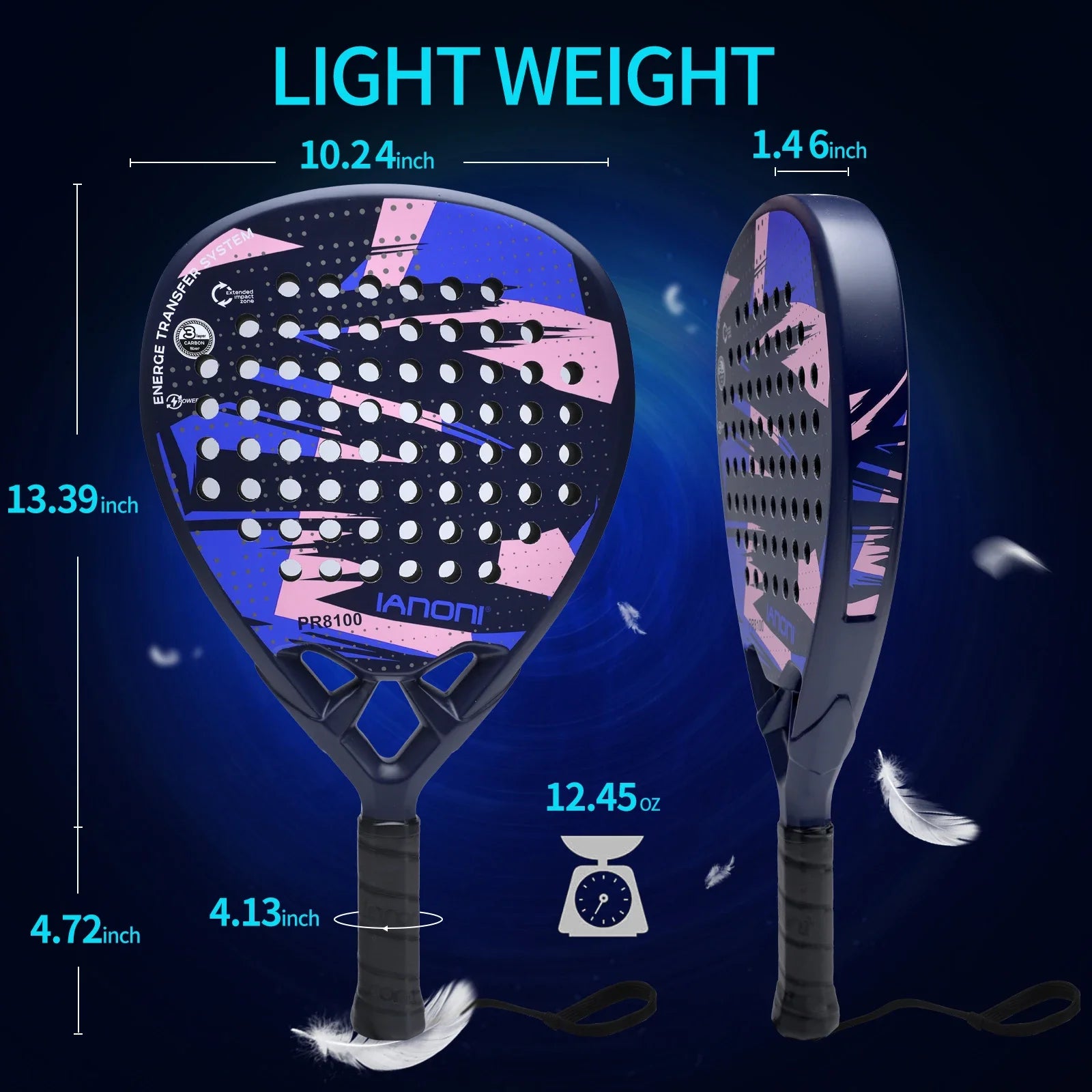 IANONI Carbon Fiber Padel Racket – Lightweight EVA Core for Power & Control - Ravar
