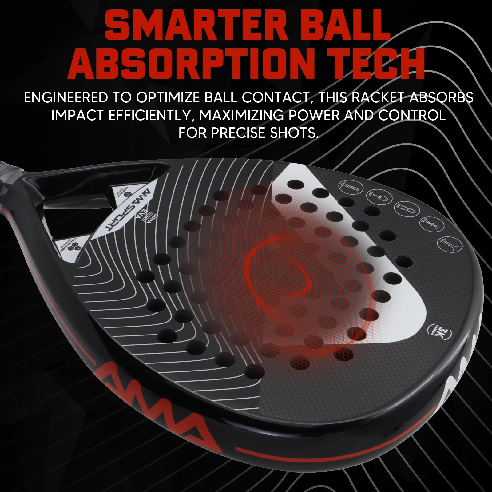 AMA Sport P42 Full Carbon Padel Racket – Rough Surface Power & Control Paddle - Ravar