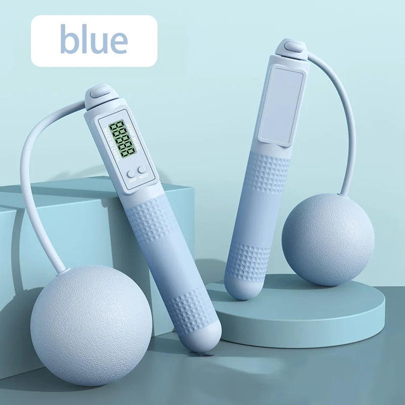 Cordless Weighted Jump Rope with Counter – Tangle-Free Fitness Skipping Rope (Blue) - Ravar