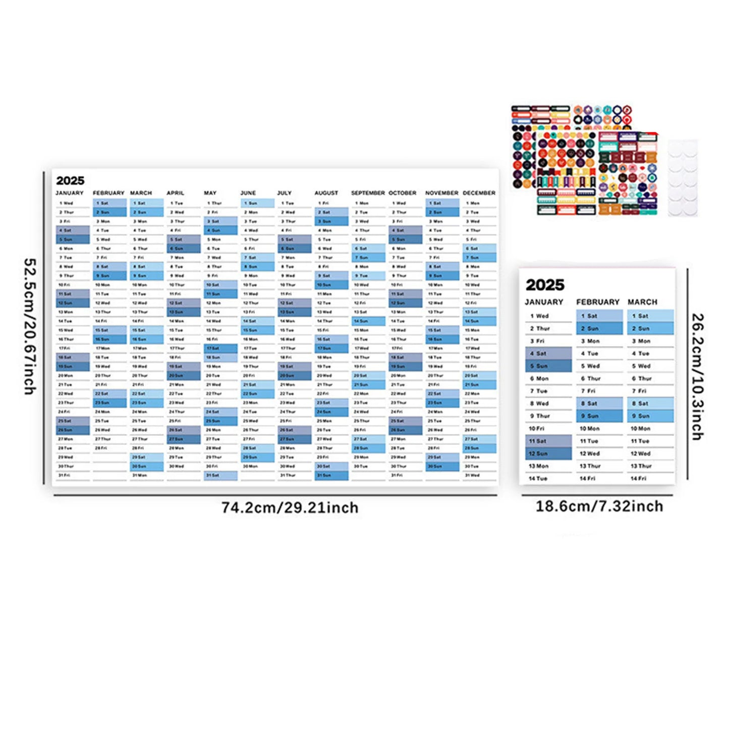 2025 Yearly Wall Calendar Annual Planner Home Decoration Desk Accessories Home Schedule Organizer 12 Months 365 Days Calendar - Ravar