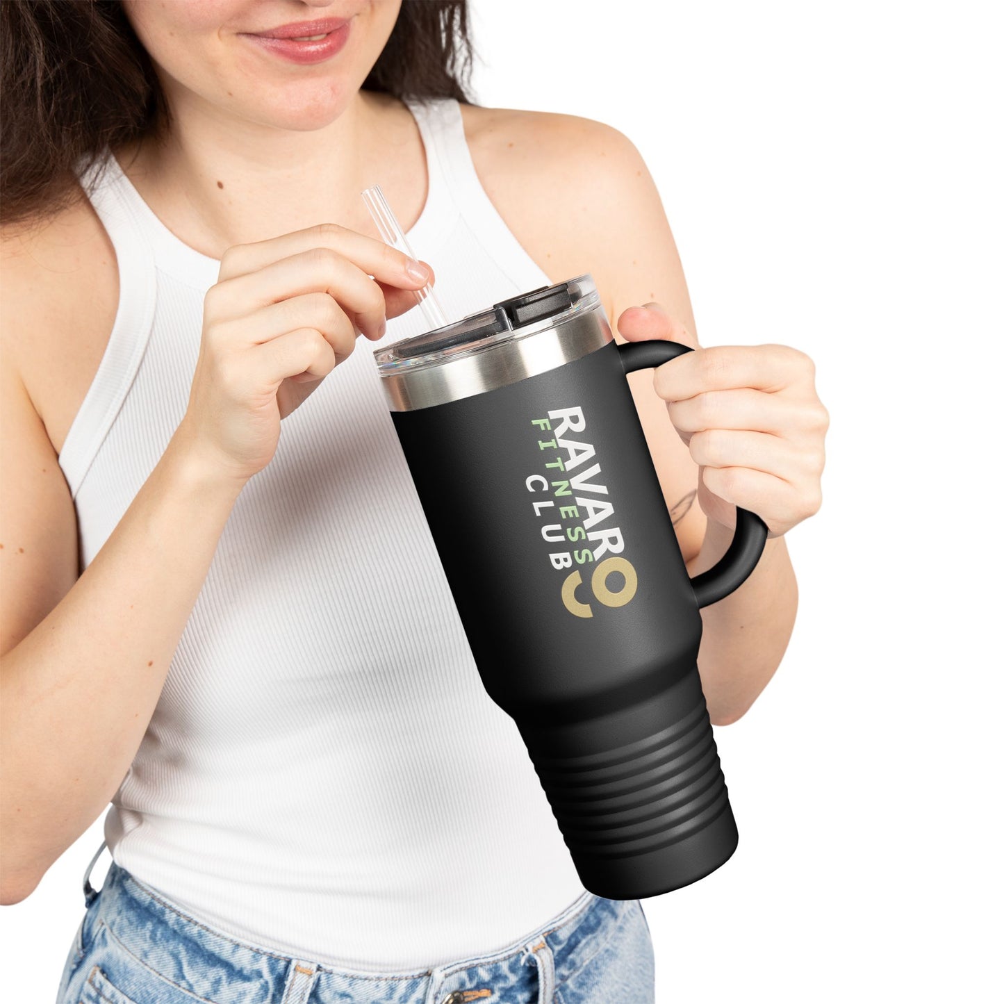 Ravar Fitness Club Insulated Travel Mug - 40oz Red with Straw - Ravar