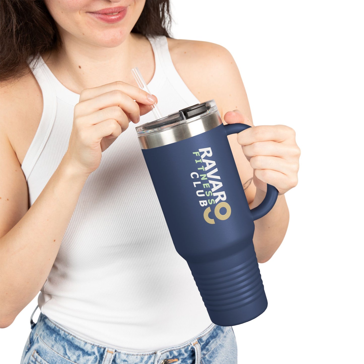 Ravar Fitness Club Insulated Travel Mug - 40oz Red with Straw - Ravar