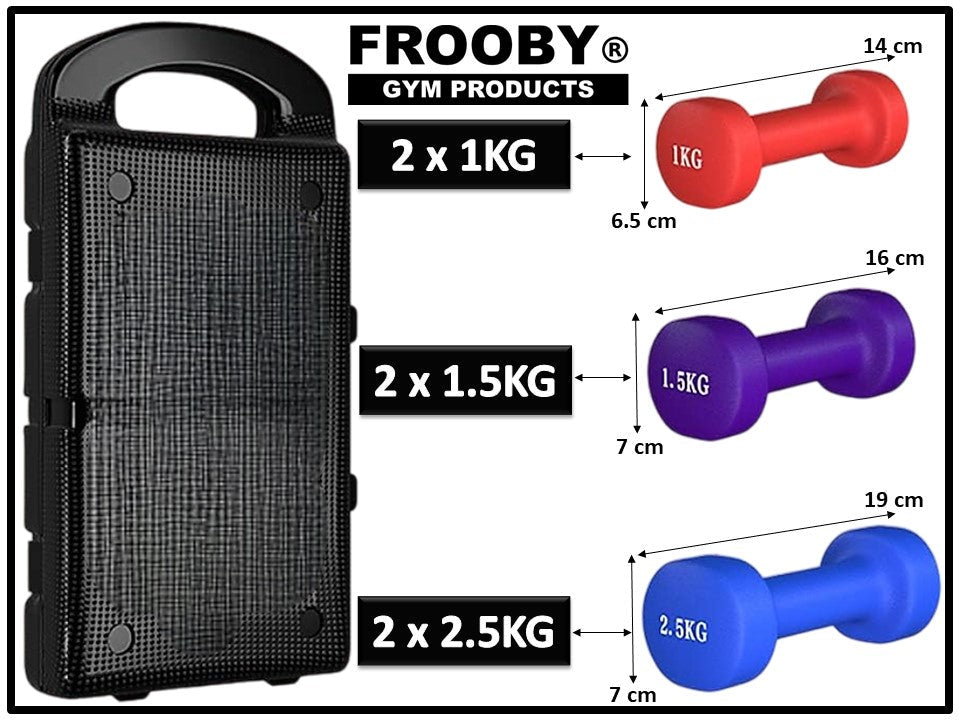 Neoprene Vinyl Dumbbell Set 10kg Carry Case - Ravar