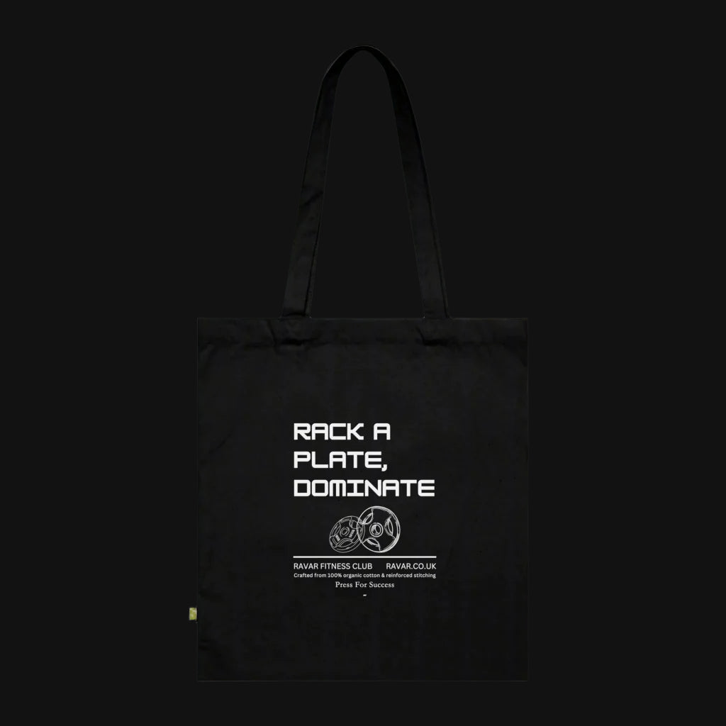 'Rack a Plate, Dominate' - Fitness Tote Bag - Ravar