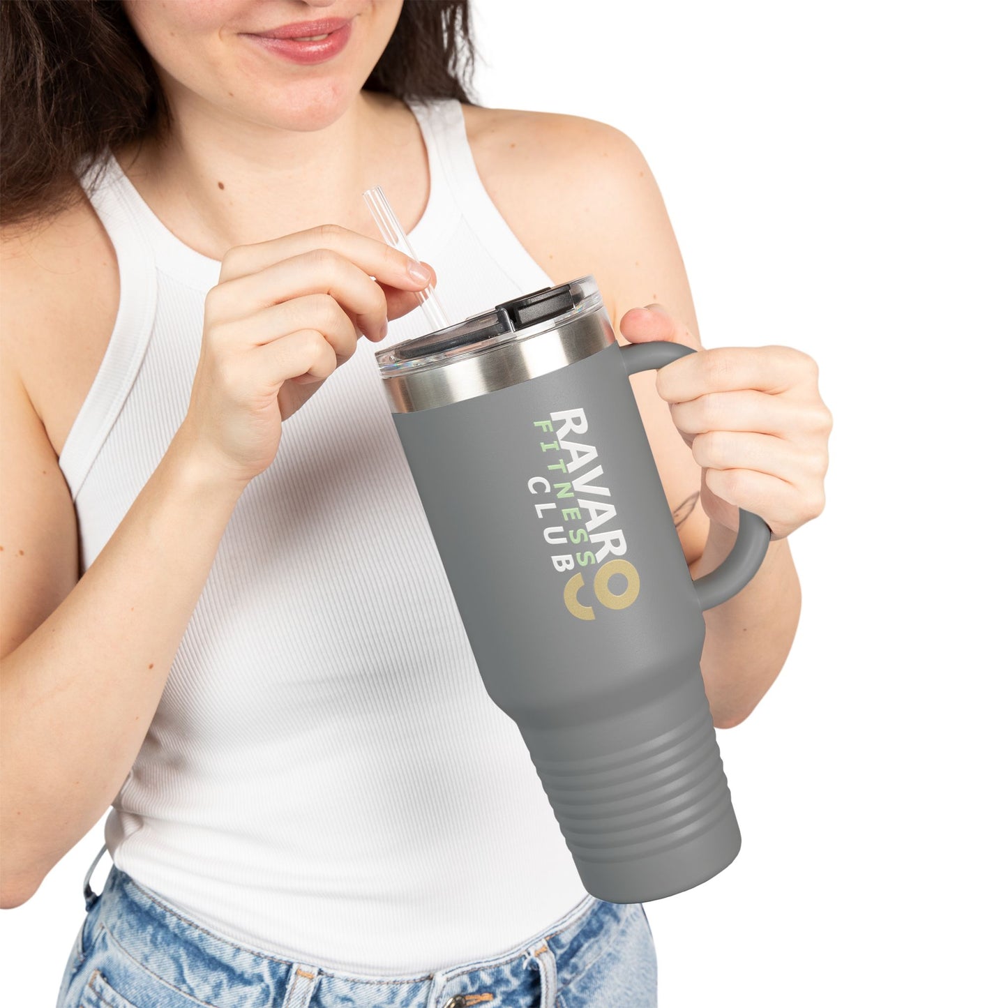 Ravar Fitness Club Insulated Travel Mug - 40oz Red with Straw - Ravar