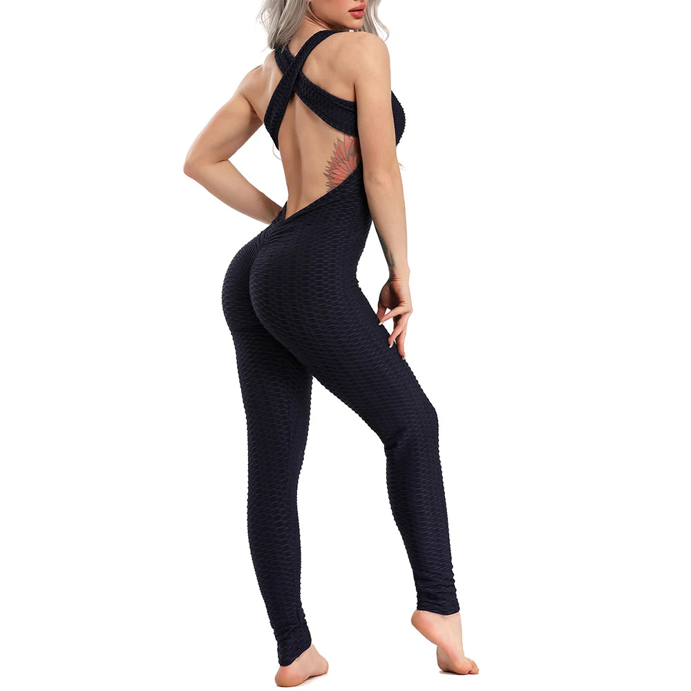 Women’s Backless Halter Jumpsuit – Sexy Full-Length Bodysuit for Fitness & Yoga - Ravar