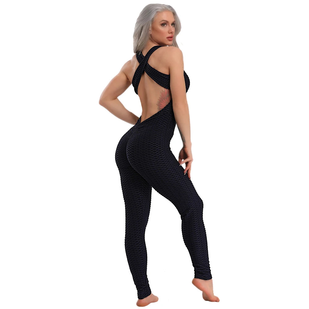 Women’s Backless Halter Jumpsuit – Sexy Full-Length Bodysuit for Fitness & Yoga - Ravar