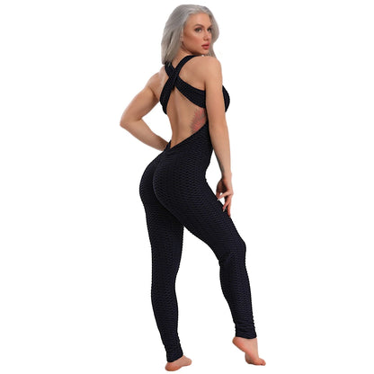 Women’s Backless Halter Jumpsuit – Sexy Full-Length Bodysuit for Fitness & Yoga - Ravar