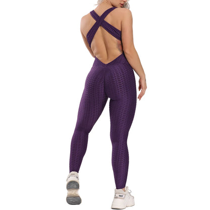 Women’s Backless Halter Jumpsuit – Sexy Full-Length Bodysuit for Fitness & Yoga - Ravar