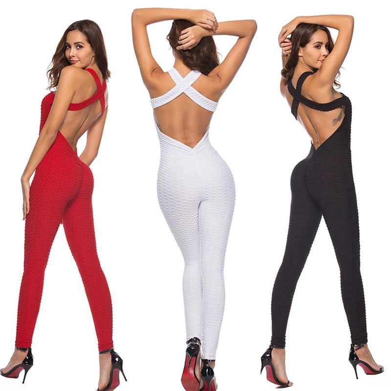 Women’s Backless Halter Jumpsuit – Sexy Full-Length Bodysuit for Fitness & Yoga - Ravar