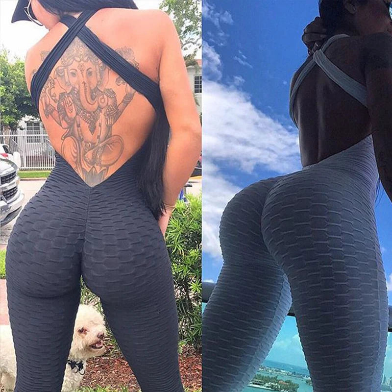 Women’s Backless Halter Jumpsuit – Sexy Full-Length Bodysuit for Fitness & Yoga - Ravar