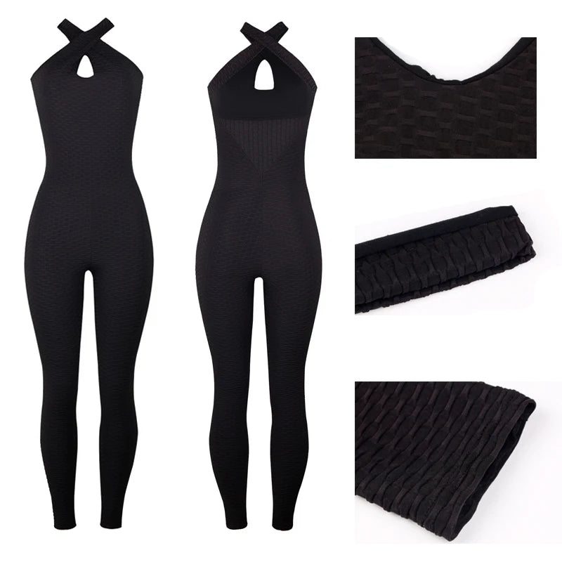 Women’s Backless Halter Jumpsuit – Sexy Full-Length Bodysuit for Fitness & Yoga - Ravar