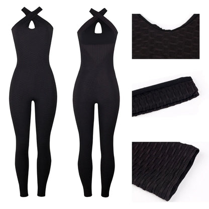 Women’s Backless Halter Jumpsuit – Sexy Full-Length Bodysuit for Fitness & Yoga - Ravar