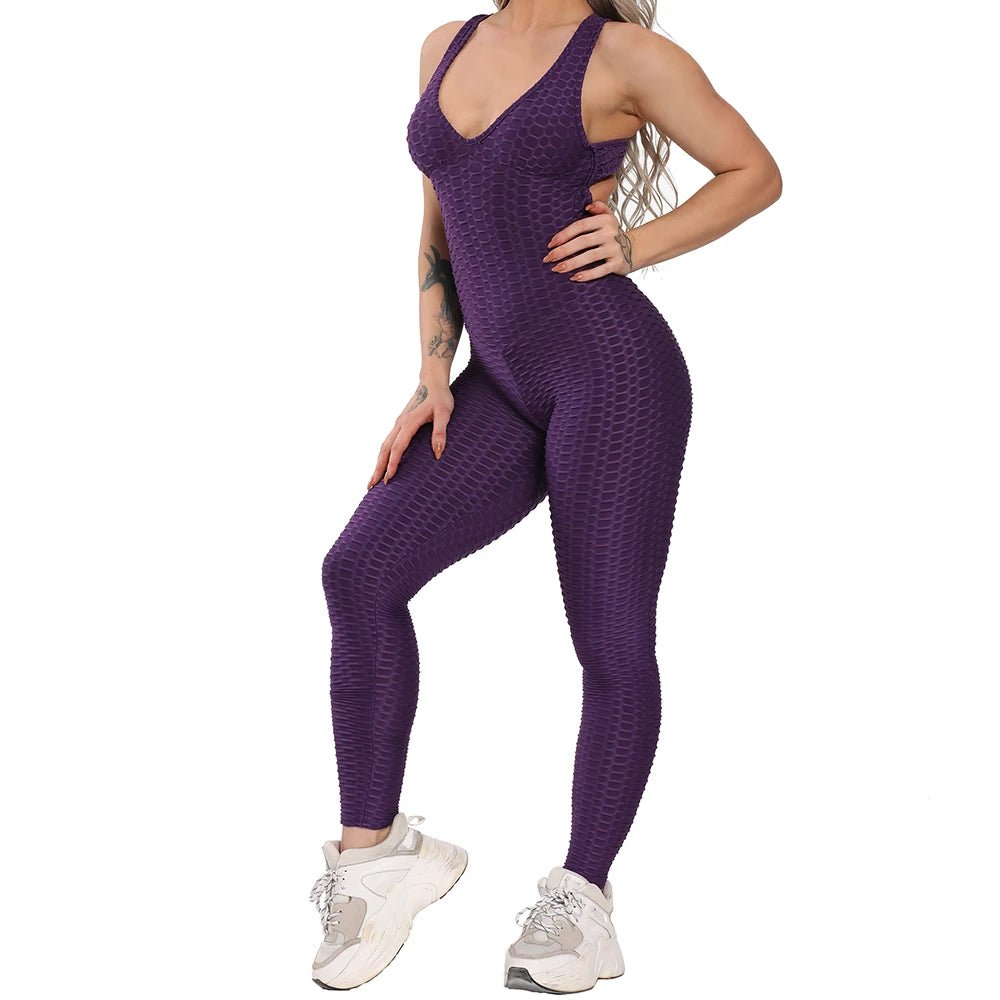 Women’s Backless Halter Jumpsuit – Sexy Full-Length Bodysuit for Fitness & Yoga - Ravar
