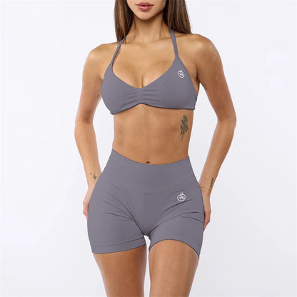 Two Piece Womens Shaper Backless Bra & Sports Shorts