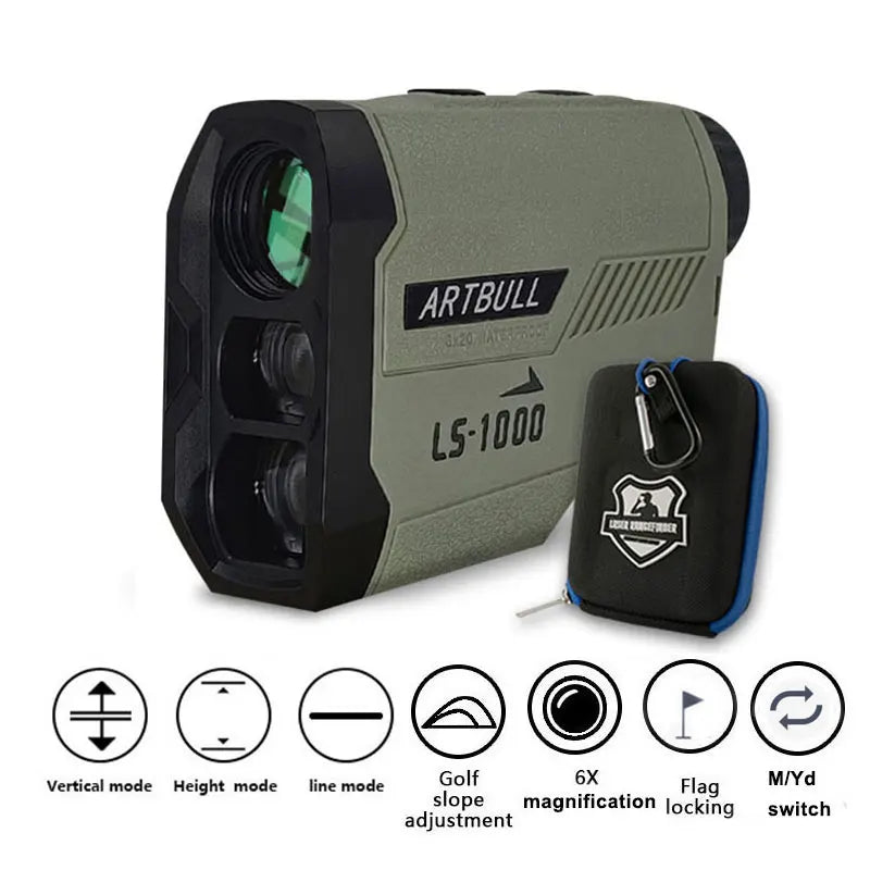 ARTBULL Golf Laser Rangefinder – 1000M/650M Distance Meter with Flagpole Lock, Slope Compensation & 6X Magnification (Model LS-1000) - Ravar