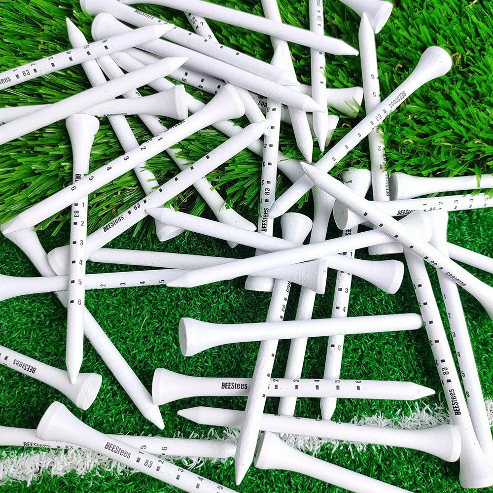 PGM 50pcs Wooden Golf Tees – Durable, Stable Tee Set for Improved Accuracy & Consistent Ball Height (Model D7) - Ravar