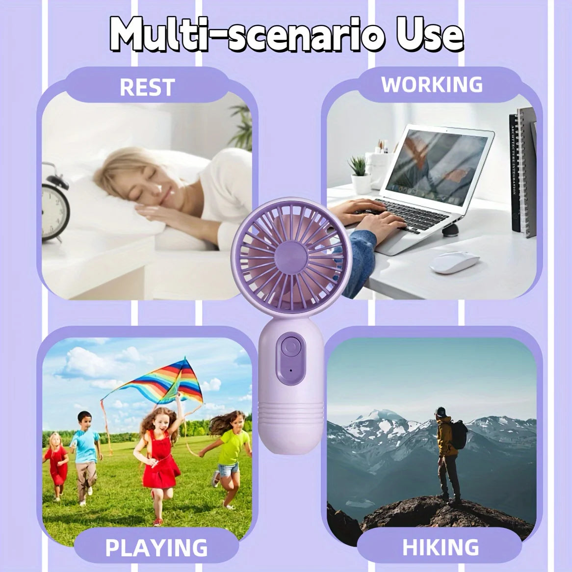 USB Mini Rechargeable Portable Fan with 3 Speeds, Handheld Fan for Gift Choice, Perfect For Office, Outdoor, Travel, Camping - Ravar