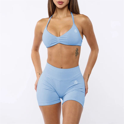 Two Piece Womens Shaper Backless Bra & Sports Shorts