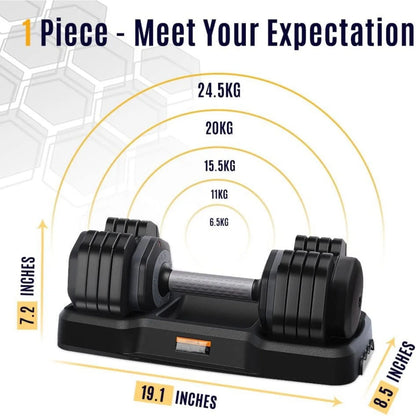 49KG Pair Adjustable Dumbbells, 24.5KG 5-in-1 Dumbbell Set with Anti-Slip Fast Adjust Turning Handle for Body Workout Fitness - Ravar