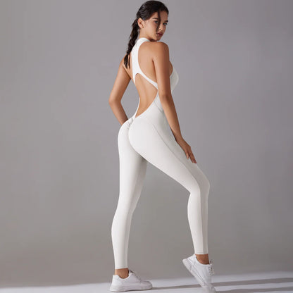 Women’s Scrunch Butt Backless Jumpsuit – Sexy Sleeveless Gym & Yoga One-Piece - Ravar
