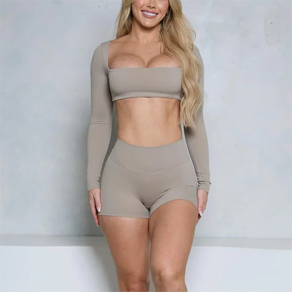 Women’s Long Sleeve Yoga & Gym Set – Two Piece