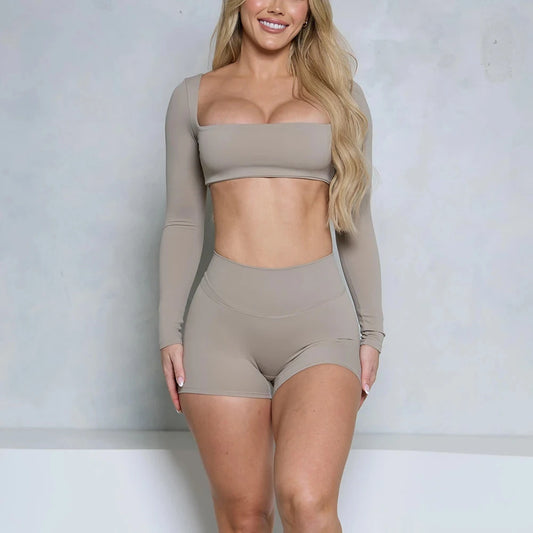 Women’s Long Sleeve Yoga & Gym Set – Two Piece