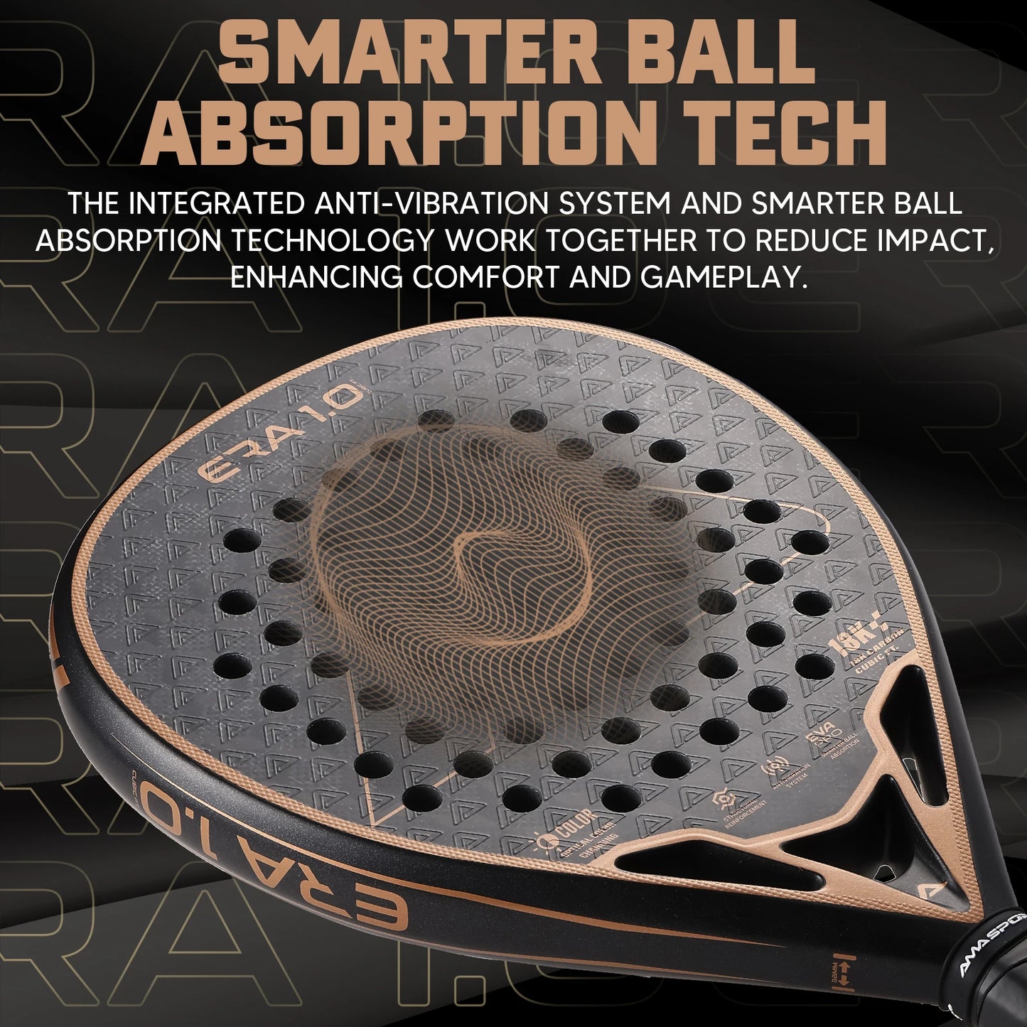 AMA Sport Era 1.0 Cubic 18K Carbon Padel Racket – Diamond Shape with 3D Spin Surface - Ravar