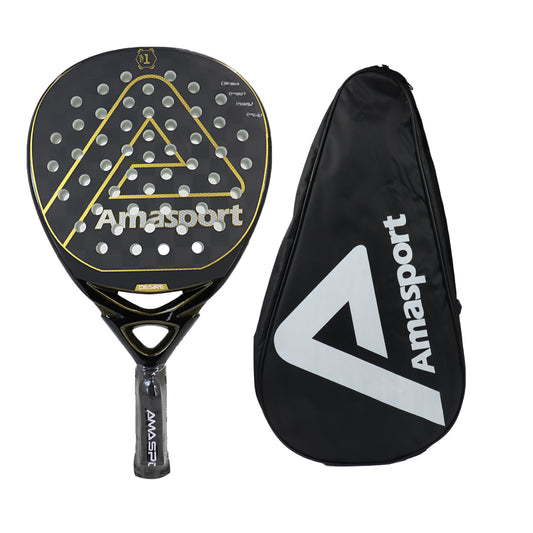 AMASPORT 3k/12k/18k Padel Tennis Racquets High Density & Quality With Padel Bags For Racket EVA Memory Flex Foam Core For Unisex - Ravar