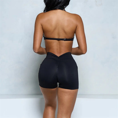 Two Piece Halter Bra and Short Set Bras Set
