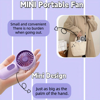 USB Mini Rechargeable Portable Fan with 3 Speeds, Handheld Fan for Gift Choice, Perfect For Office, Outdoor, Travel, Camping - Ravar