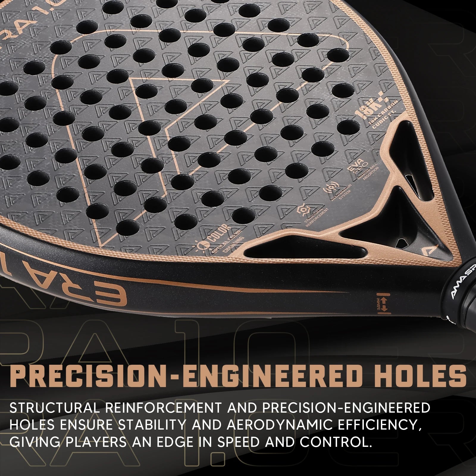 AMA Sport Era 1.0 Cubic 18K Carbon Padel Racket – Diamond Shape with 3D Spin Surface - Ravar