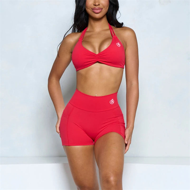 Two Piece Halter Bra and Short Set Bras Set