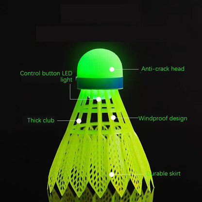 LED Glowing Badminton Shuttlecock Set (4-Pack) – Windproof, Durable, Night Play Ready - Ravar