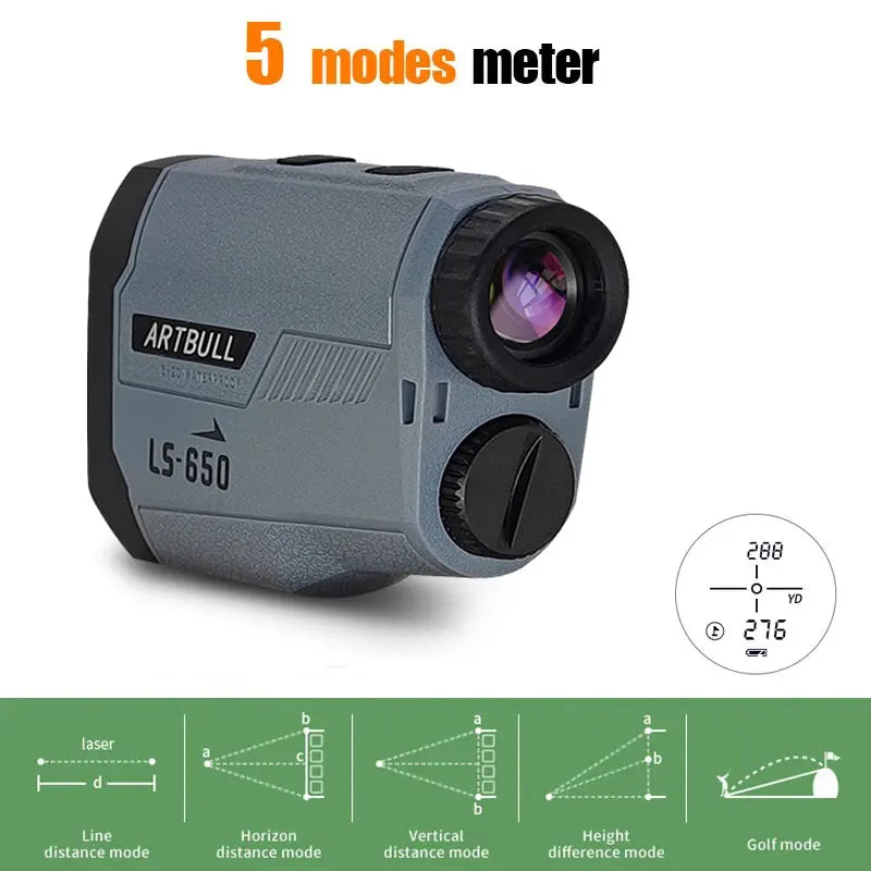 ARTBULL Golf Laser Rangefinder – 1000M/650M Distance Meter with Flagpole Lock, Slope Compensation & 6X Magnification (Model LS-1000) - Ravar