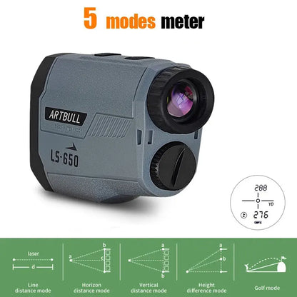 ARTBULL Golf Laser Rangefinder – 1000M/650M Distance Meter with Flagpole Lock, Slope Compensation & 6X Magnification (Model LS-1000) - Ravar