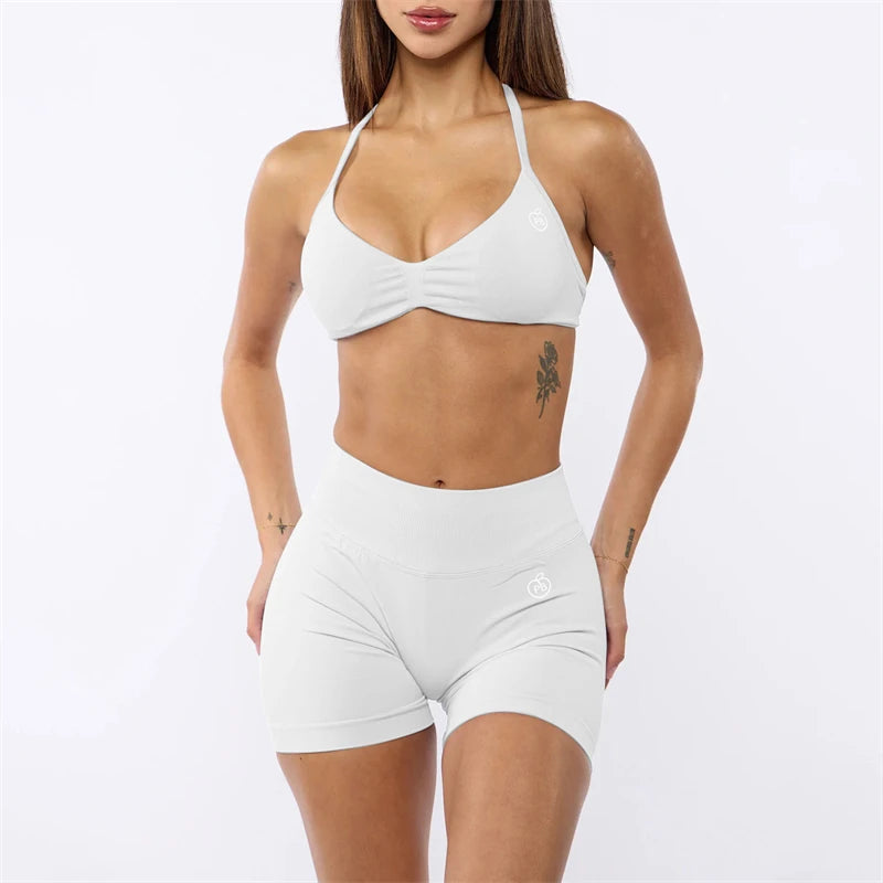Two Piece Womens Shaper Backless Bra & Sports Shorts