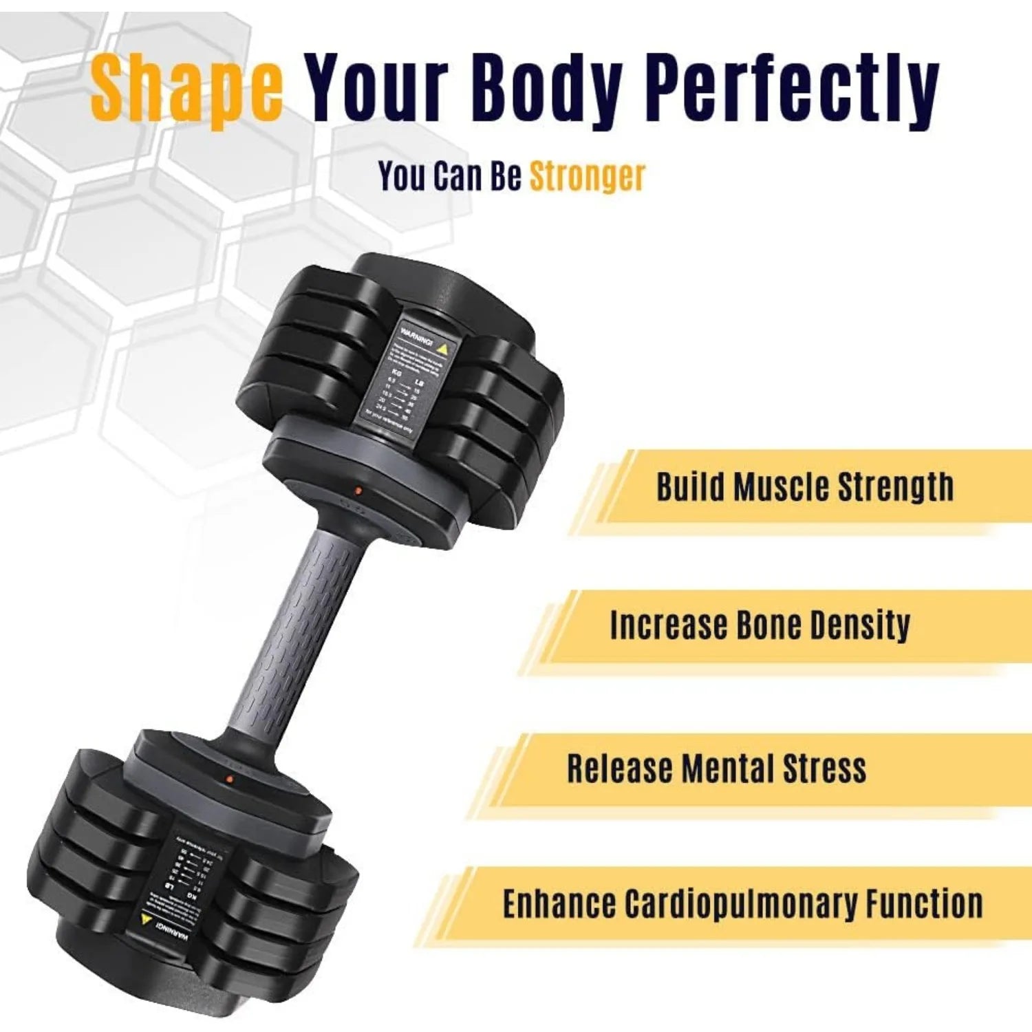 49KG Pair Adjustable Dumbbells, 24.5KG 5-in-1 Dumbbell Set with Anti-Slip Fast Adjust Turning Handle for Body Workout Fitness - Ravar