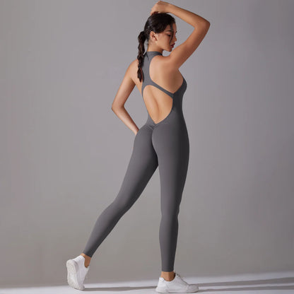Women’s Scrunch Butt Backless Jumpsuit – Sexy Sleeveless Gym & Yoga One-Piece - Ravar