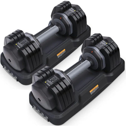 49KG Pair Adjustable Dumbbells, 24.5KG 5-in-1 Dumbbell Set with Anti-Slip Fast Adjust Turning Handle for Body Workout Fitness - Ravar