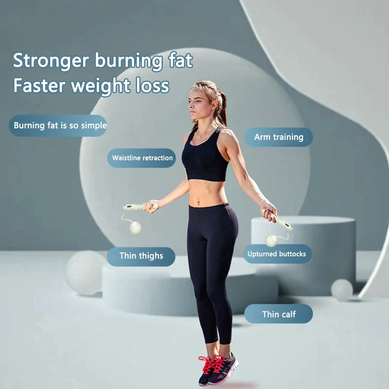 Weight Loss Jump Rope Intelligent Counting Crossfit Adjustable Cordless Skipping Rope Fitness Non-slip Handle Jump Professional - Ravar