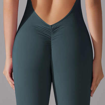 Women’s Scrunch Butt Backless Jumpsuit – Sexy Sleeveless Gym & Yoga One-Piece - Ravar