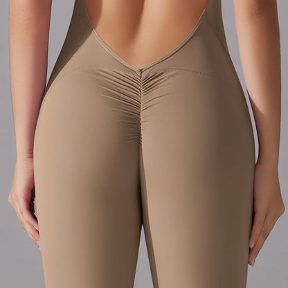 Women’s Scrunch Butt Backless Jumpsuit – Sexy Sleeveless Gym & Yoga One-Piece - Ravar